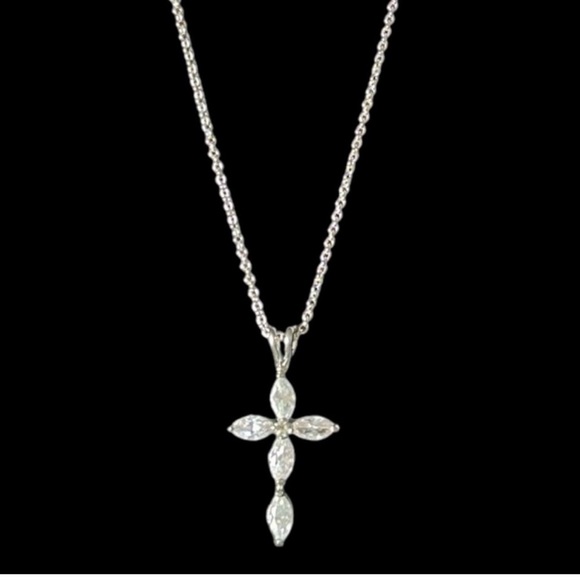Sterling Silver Cubic Zirconia Cross Necklace - Picture 5 of 5